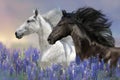 Horse in blue lupine flowers Royalty Free Stock Photo