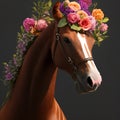 horse with bouquet of flowers Royalty Free Stock Photo