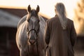 Horse breeder old man. Generate Ai Royalty Free Stock Photo