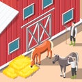 Horse Breeding Isometric Background