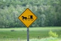 Horse & Buggy warning sign on road to alert motorists in the Amish community Royalty Free Stock Photo