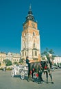Horse Cab On Main Square in Krakow Royalty Free Stock Photo