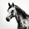 Minimalist Black And White Horse Art With Hyper-realistic Atmospheres Royalty Free Stock Photo