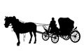 Horse and carriage black silhouettes