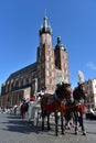 Horse carriage for city sightseeing tours in Krakow