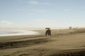 Horse carriage crossing beautiful beach