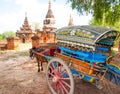 Horse carriage and Daw Gyan Pagoda complex, Ava, Myanmar 3 Royalty Free Stock Photo