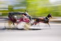 Horse and carriage drives in traffic down Central Park West in Manhattan, New York City, NY