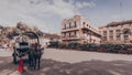 Horse carriage with Intramuros district building view from Spanish colonial Fort Santiago