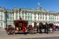 Horse carriage on Palace square and Hermitage museum, Saint Petersburg, Russia Royalty Free Stock Photo