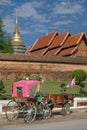 Horse carriage park in front of temple Wat Phra That Lampang Luang in Lampang province