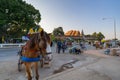 The horse carriage parked in front Wat Phra That Lampang Luang an important annual birth temple lanna style Buddhist in the north