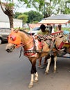 Horse carriage for rent at a tourist spot in the city of Jakarta, July 27th 2021