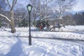 Horse carriage ride in Central Park, Manhattan, New York City, NY after winter snowstorm Royalty Free Stock Photo