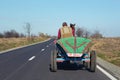 Horse carriage on the road. Royalty Free Stock Photo