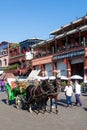 Horse carriage on the square Djema elf Fnaa in Marrakesh Royalty Free Stock Photo