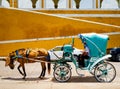 Horse carriage waiting for tourists at the magical town of Izamal in Yucatan