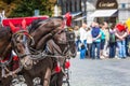 Horse Carriage waiting for tourists at the Old Square in Prague. Royalty Free Stock Photo