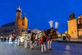 Horse carriages at the Main Square in Krakow