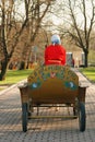 Horse cart carrier - a woman in red.