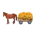 Horse with cart full of hay. Royalty Free Stock Photo