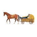 Horse with cart of hay. Royalty Free Stock Photo