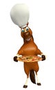 Horse cartoon character with chef hat and pizza