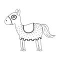 Horse cartoon with medieval cloth design