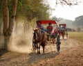 Horse carts on rural street in Bagan Royalty Free Stock Photo