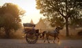 Horse carts on rural street in Bagan