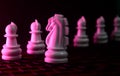 Horse the Chess Piece with Chess Soldiers Set Background Photograph