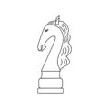 Horse chess piece. Vector black and white isolated outline