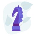 Horse chess piece. Vector flat blue color isolated