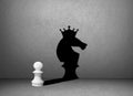 Horse chess shadow on wall, winner Royalty Free Stock Photo