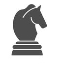 Horse chess solid icon. Chess game vector illustration isolated on white. Sport glyph style design, designed for web and