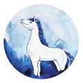 Horse chinese zodiac happy new year, watercolor painting minimal