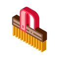 Horse Clean Brush Isometric Icon Vector Illustration