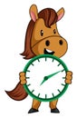 Horse with clock, illustration, vector