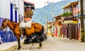 View on horse in the colonial village of Jardin in Colombia