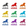 Horse color icon set isolated on white background Royalty Free Stock Photo