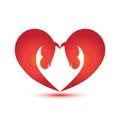 Horse couple heart love icon