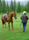 Horse and cowboy Royalty Free Stock Photo