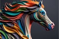 Quilled horse with beautiful colors in paper strips
