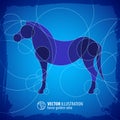 Horse Decorative Blue Scheme Background