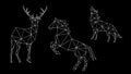 Horse, Deer and Wolf from a white outline.