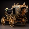 Horse-drawn carriage in art nouveau style with floral motifs