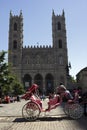 Horse-drawn carriage in front of Notre-Dame Basilica in Montreal Royalty Free Stock Photo