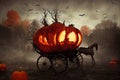 horse-drawn carriage of Halloween pumpkins Royalty Free Stock Photo