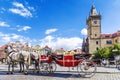 Horse-drawn carriage on the Old Town Square in Prague, the Czech