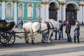 Horse-drawn carriage on Palace Square in front of State Hermitage, Saint Petersburg, Russia Royalty Free Stock Photo